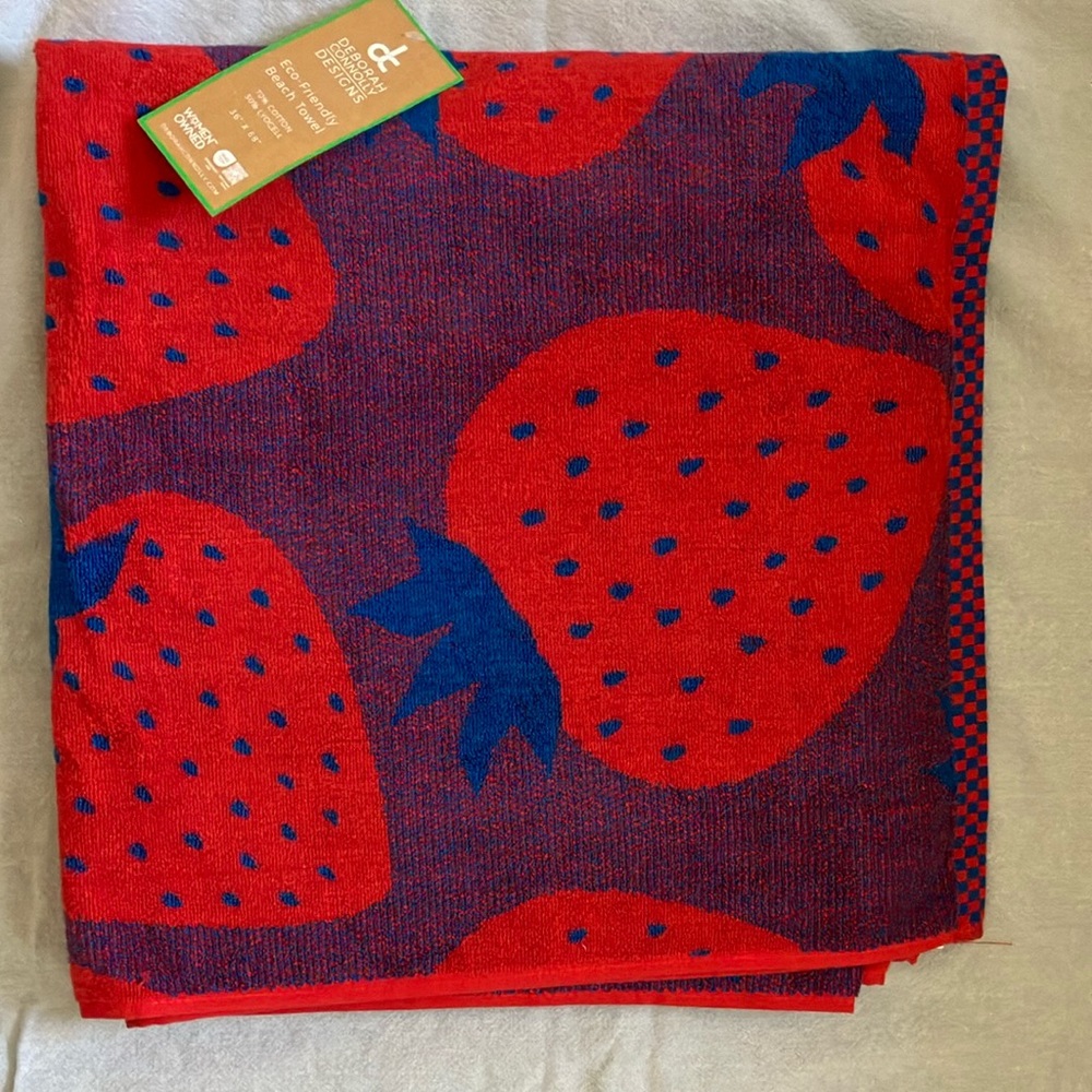 Electric Strawberry Patterned Towel